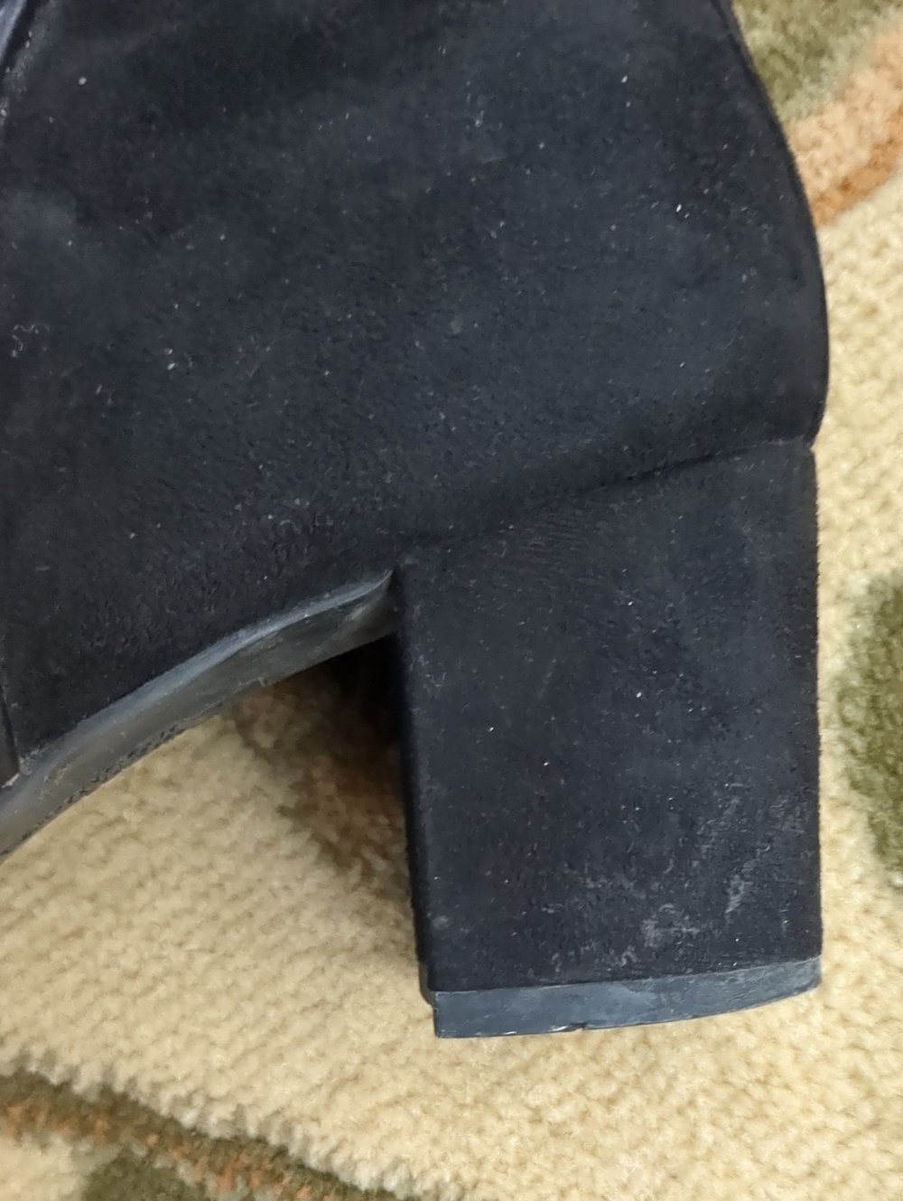 White Mountain Block Heel Buckle Detail Faux Suede Black Boots 7M - Picture 10 of 14